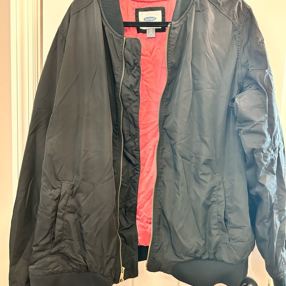 Old Navy Black Bomber Jacket with Gold Zipper - Picture 2 of 7